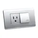 Interruptor +Toma 2P+T Genemax Aluminio